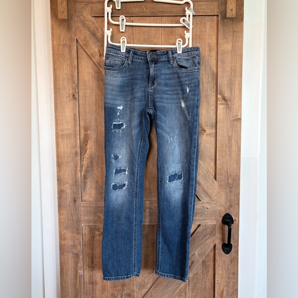 2 pair Kut from the Kloth Distressed Straight Leg Jeans - Blue size 6